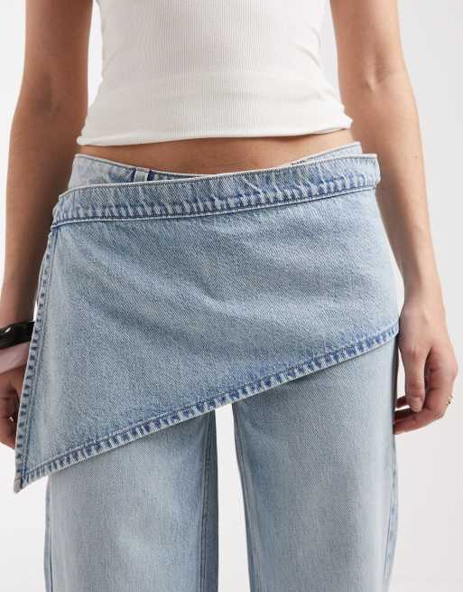 Mango – Teen – Ljusblå jeans med vida ben och scarfdetalj, 5 av 5