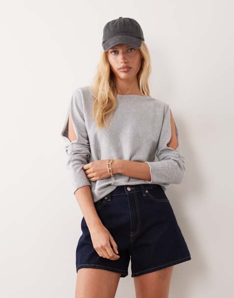 Mango Teen long sleeve knitted top in grey - view 1