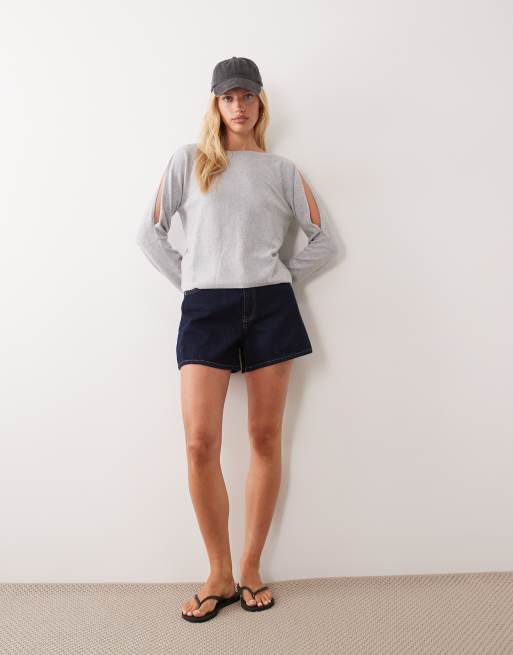 Mango Teen long sleeve knitted top in grey, 2 of 4