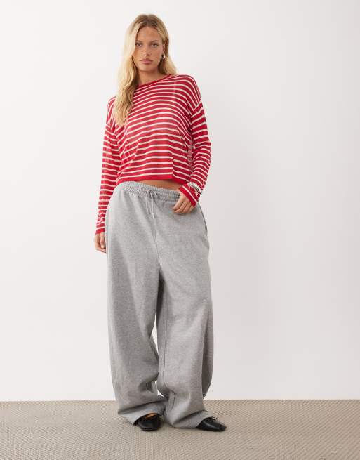 Mango Teen long sleeve light knitted top in red stripe, 3 of 4