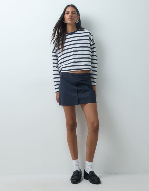 Mango Teen long sleeve T-shirt in navy stripe, 2 of 4