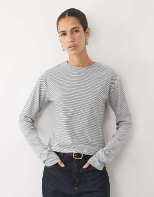 Mango Teen Long Sleeve T-shirt In Gray