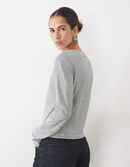 Mango Teen long sleeve t-shirt in stripe print, 3 of 4