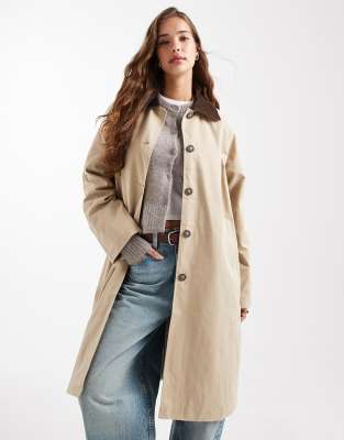 Mango Teen Longline Barn Jacket In Nude