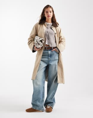 Mango Teen Longline Barn Jacket In Nude