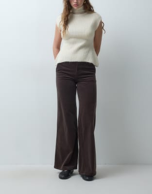 Mango Teen Low Rise Cord Straight Jean In Brown
