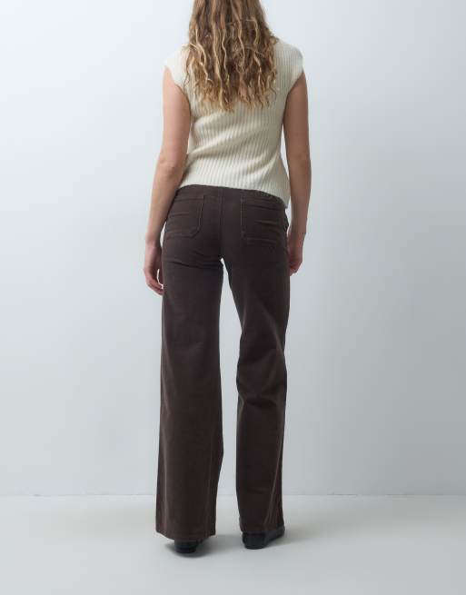 Mango Teen low rise cord straight jean in chocolate, 3 of 5