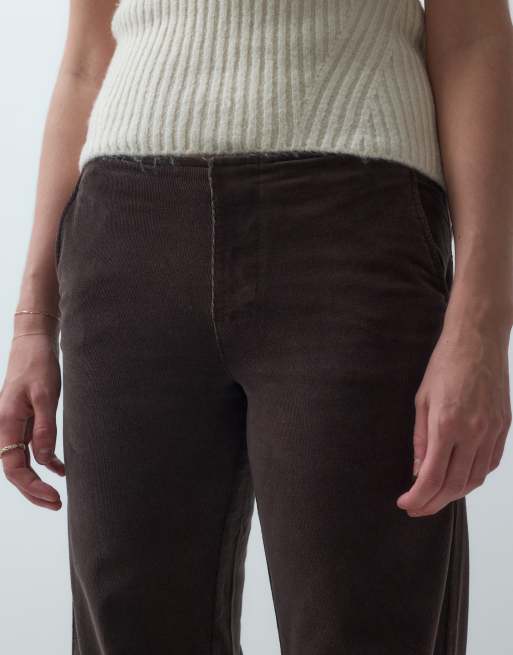 Mango Teen low rise cord straight jean in chocolate, 4 of 5
