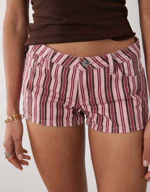 Mango Teen - Lyserøde og brune mikroshorts i 100% bomuldsdenim med striber, 5 af 5