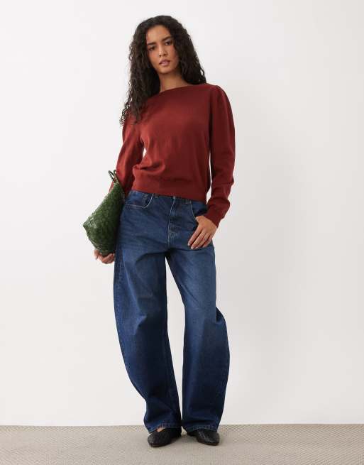 Mango Teen maglione con maniche a palloncino rosso scuro, 2 di 4