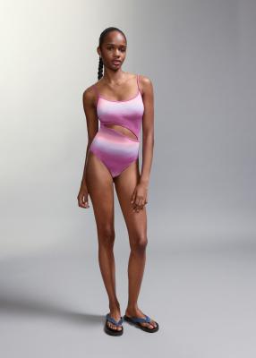 Mango Teen - Maillot 1 pièce pailleté à découpe - Rose et bleu