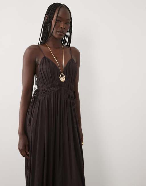 Mango Teen maxi jurk met bandjes in aubergine, 4 van 4