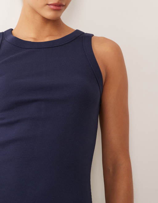 Mango - Teen - Maxi jurk met racerhals in marineblauw, 4 van 4