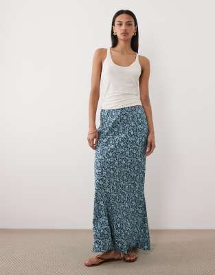 Mango - Teen - Maxi rok in blauwe bloemenprint | ASOS