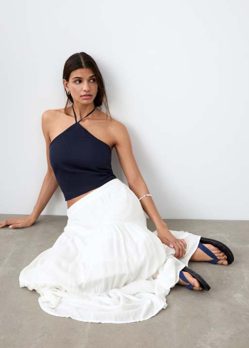 Mango - Teen - Maxi rok met stroken in wit, 2 van 4