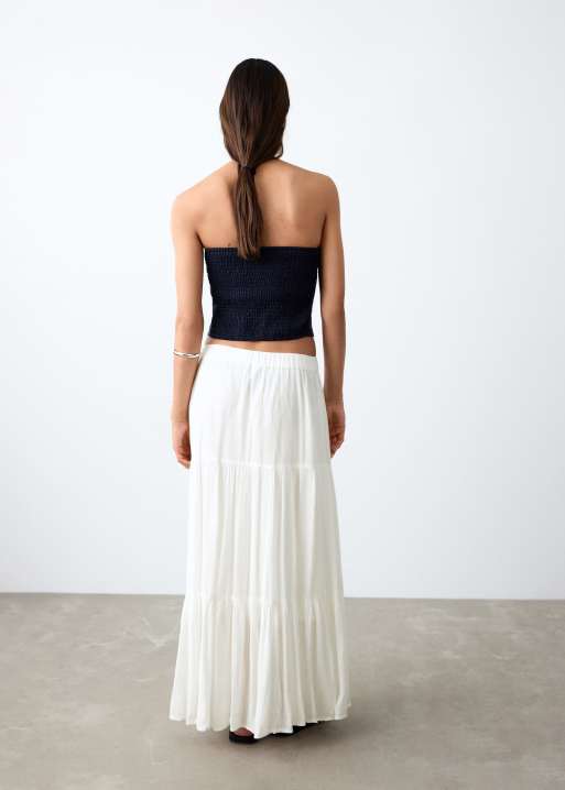 Mango - Teen - Maxi rok met stroken in wit, 3 van 4