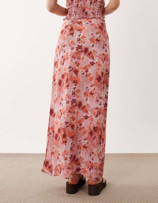 Mango Teen maxi skirt co-ord in pink floral, 5 of 5