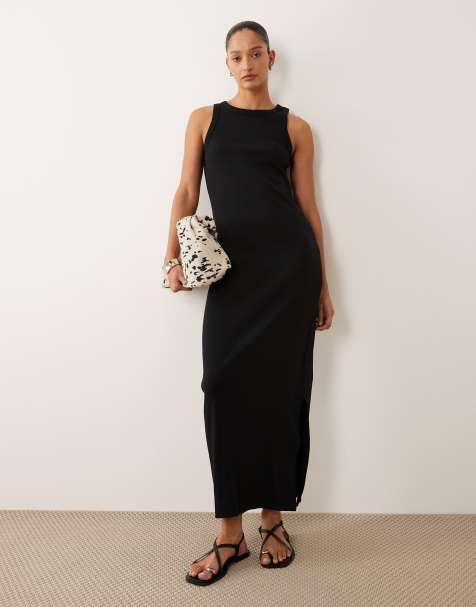 Mango – Teen – Maxikleid in Schwarz mit Ringerrücken - view 1