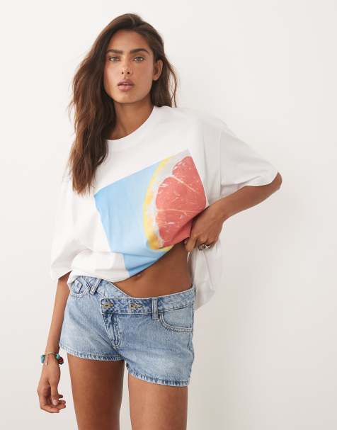 Mango – Teen – Mellanblå jeansshorts med korsad midja - view 1