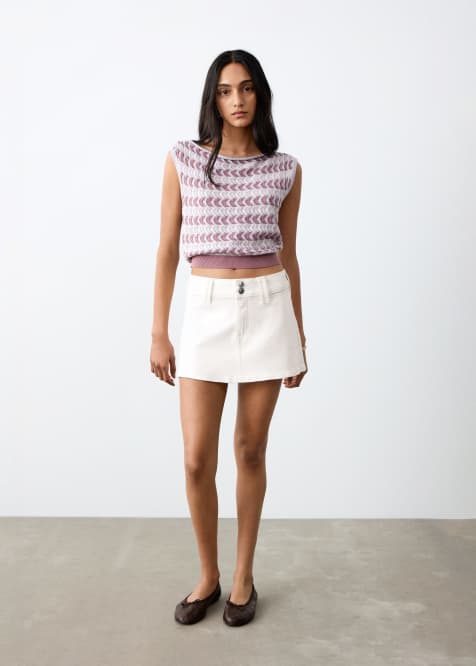 Mango Teen - Mini-jupe en denim de coton majoritaire - Blanc - view 1
