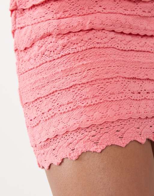 Mango - Teen - Mini rok met kanten detail in felroze, 4 van 5