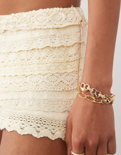 Mango - Teen - Mini-short en dentelle de coton - Jaune beurre, 5 de 5