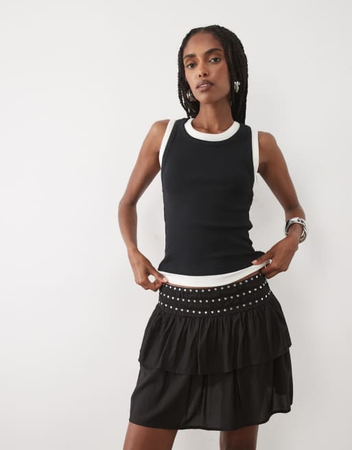 Mango - Teen - Minigonna nera con volant e specchietti, 4 di 5