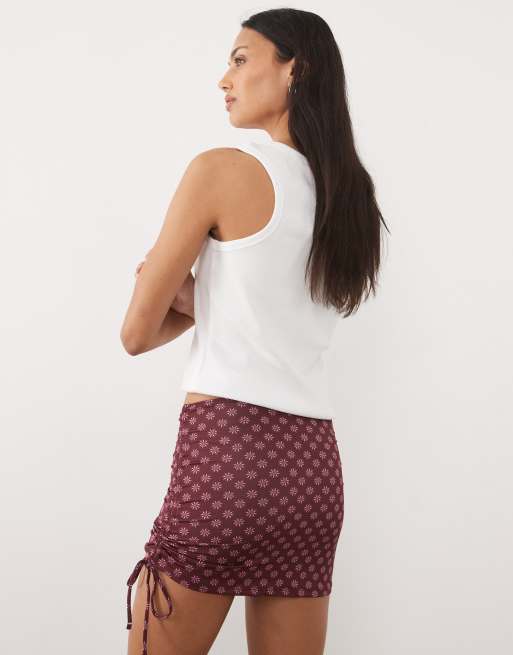 Mango - Teen - Minirok met gerimpelde zijkant en print van zonnetjes in rood, 4 van 5