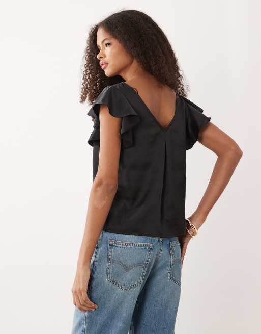 Mango - Teen - Mouwloze blouse met V-hals in zwart, 4 van 4