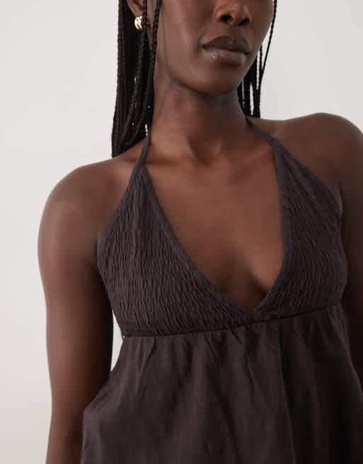 Mango Teen Neckholder-Babydoll-Top in Braun, 3 von 4