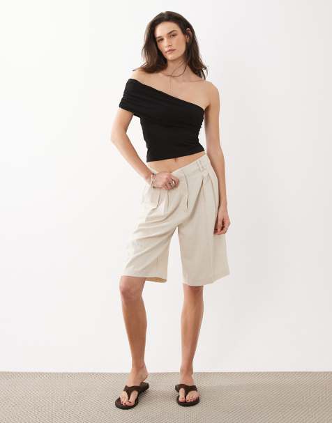 Mango Teen – Oberteil in Schwarz mit hohem Baumwollanteil und One-Shoulder-Träger - view 1
