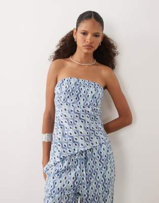 Mango Teen Off Shoulder Asymmetric Hem Top In Blue