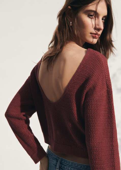 Mango Teen off shoulder knitted top in rose