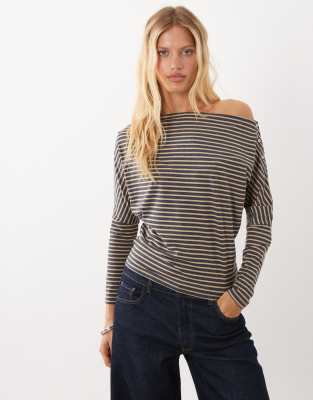 Mango Teen Off Shoulder Long Sleeve T-shirt In Multi