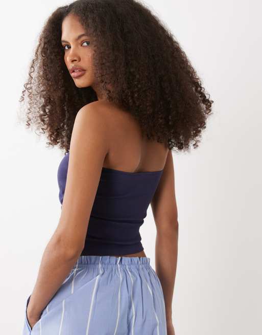 Mango Teen off shoulder top in navy, 2 of 4