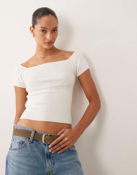 Mango Teen off shoulder top in white - view 1