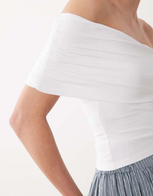 Mango – Teen – One-Shoulder-Oberteil in Weiß mit hohem Baumwollanteil, 3 von 4