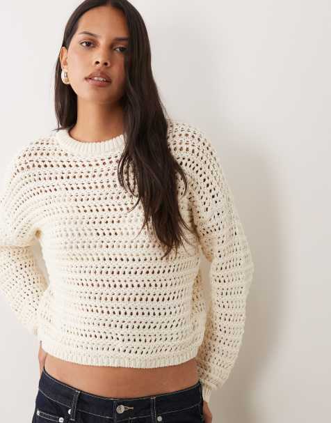 Mango Teen open stitch jumper in off white - view 1