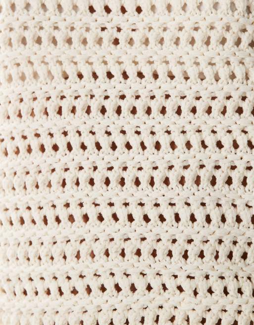 Mango Teen open stitch jumper in off white, 3 of 4