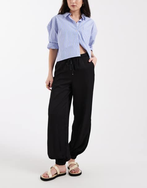 Mango - Teen - Pantalon de jogging en satin à chevilles resserrées - Noir - view 1