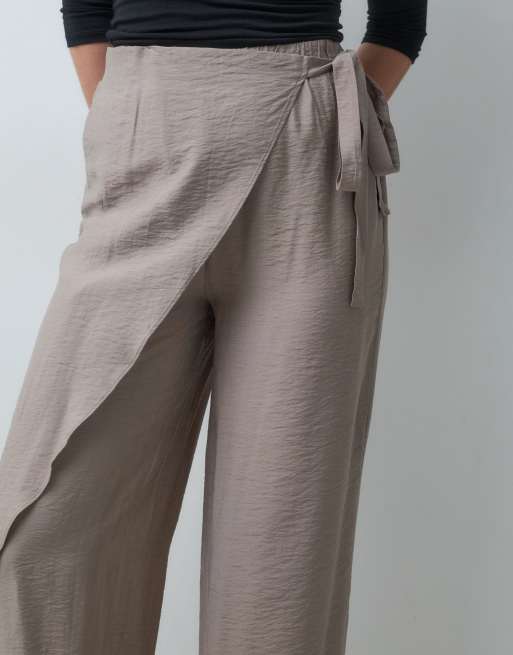 Mango Teen pantalon droit à liens sur le côté beige, 3 de 5