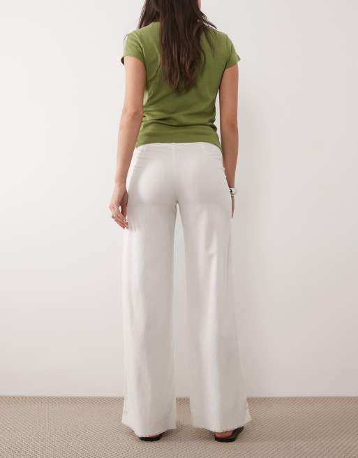 Mango - Teen - Pantalon droit en lin mélangé avec liens noués à la taille - Naturel, 5 de 5