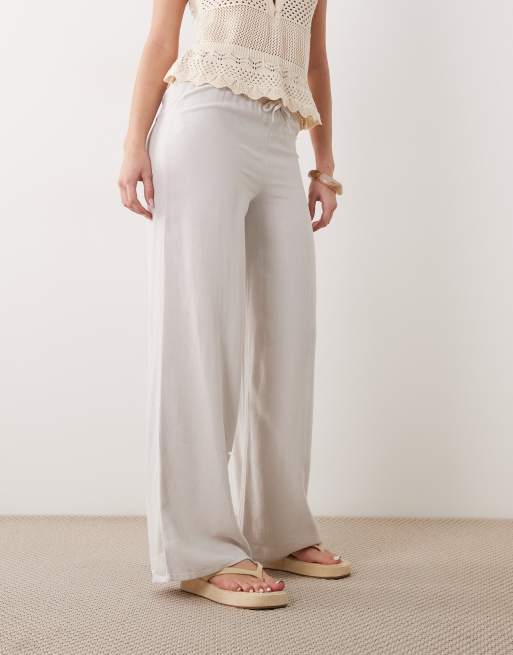 Mango - Teen - Pantalon noué à la taille en lin mélangé - Gris clair, 2 de 5