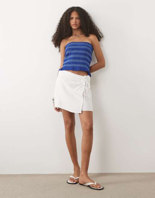 Mango Teen - Pantaloncini corti avvolgenti in 100% cotone bianchi, 2 di 5