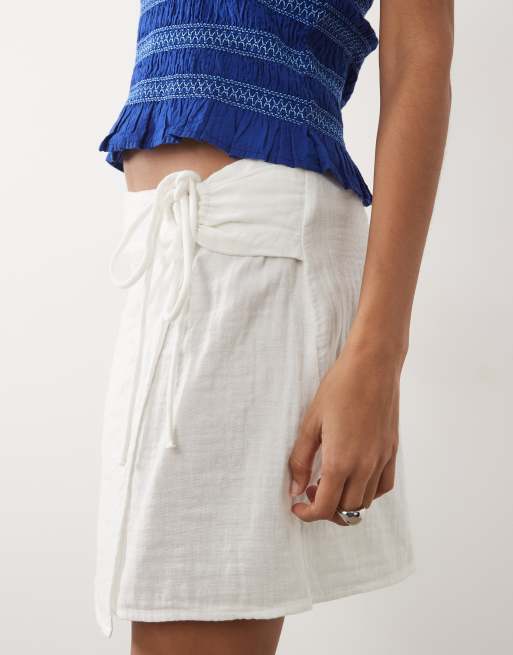 Mango Teen - Pantaloncini corti avvolgenti in 100% cotone bianchi, 4 di 5