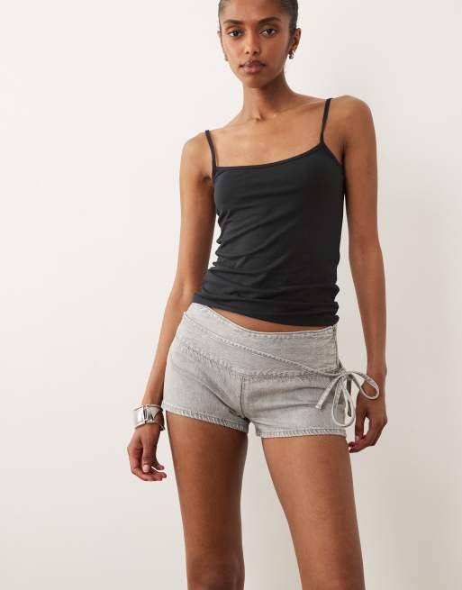 Mango - Teen - Pantaloncini corti in denim grigi allacciati in vita, 2 di 5