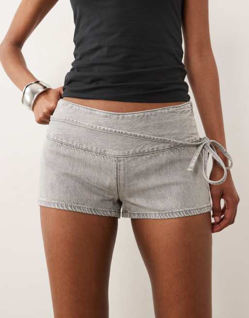Mango - Teen - Pantaloncini corti in denim grigi allacciati in vita, 3 di 5