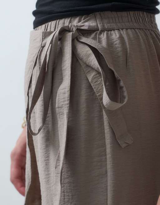 Mango Teen pantaloni dritti con laccetti laterali beige, 4 di 5