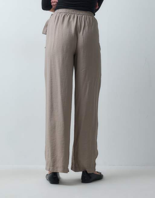 Mango Teen pantaloni dritti con laccetti laterali beige, 5 di 5