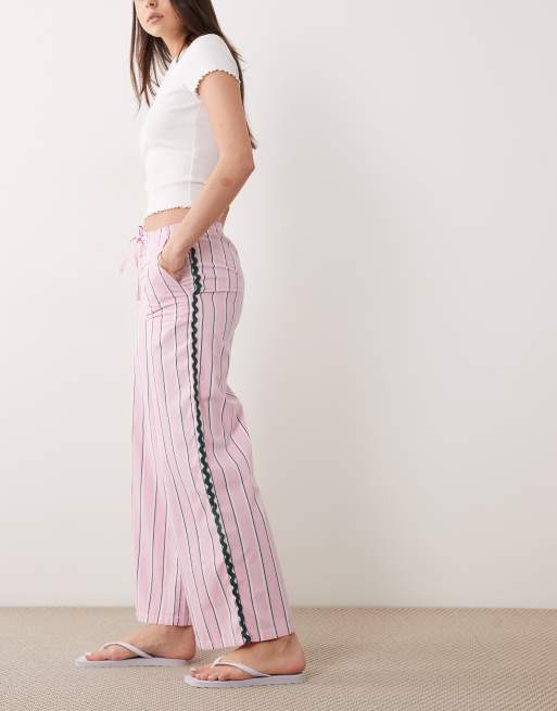Mango - Teen - Pantaloni dritti in 100% cotone rosa e verde a righe, 2 di 5